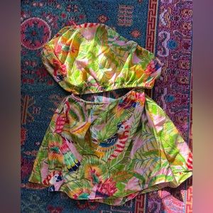 Farm Rio Macaw Leaves Mini Dress